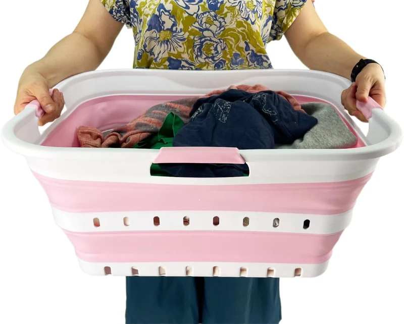 SAMMART 42L Faltbarer Wäschekorb aus Kunststoff – Faltbarer Pop-Up-Aufbewahrungsbehälter/Organizer –