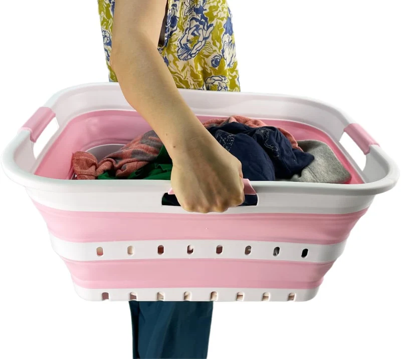 SAMMART 42L Faltbarer Wäschekorb aus Kunststoff – Faltbarer Pop-Up-Aufbewahrungsbehälter/Organizer –