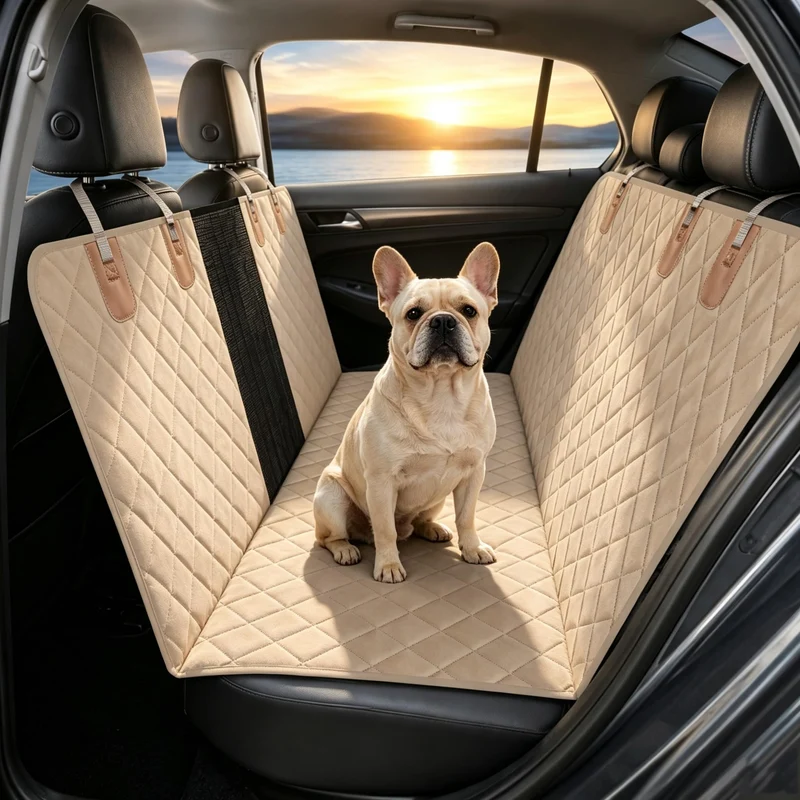 Hundedecke Auto Rückbank, Rücksitzschoner Hund, Wasserabweisende Autodecke für Hunde mit Seitenschut