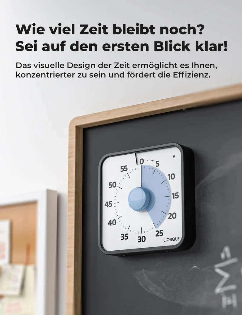 LIORQUE 19cm Visueller Timer 60 Minuten Countdown Timer XL Blau, XL Blau