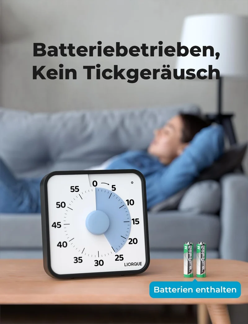LIORQUE 19cm Visueller Timer 60 Minuten Countdown Timer XL Blau, XL Blau