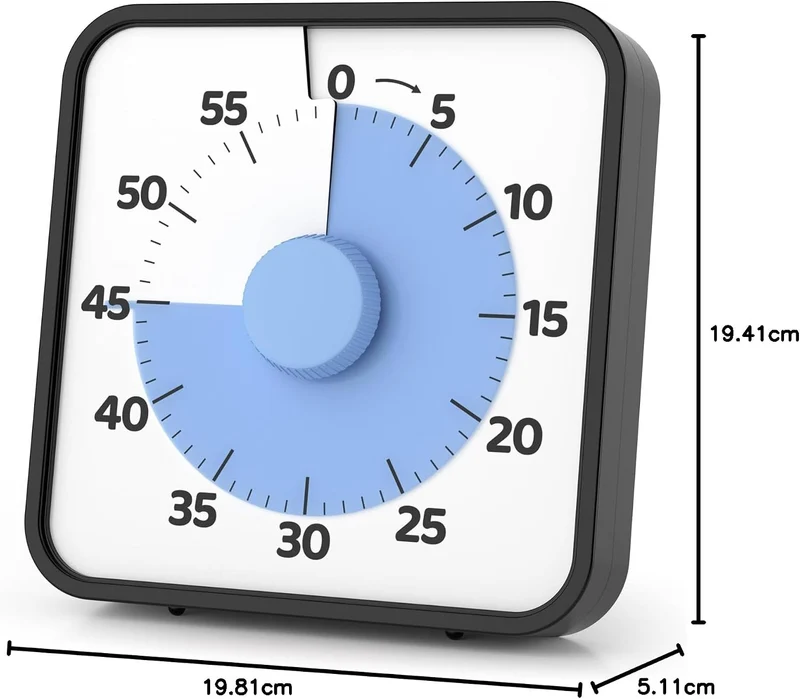LIORQUE 19cm Visueller Timer 60 Minuten Countdown Timer XL Blau, XL Blau