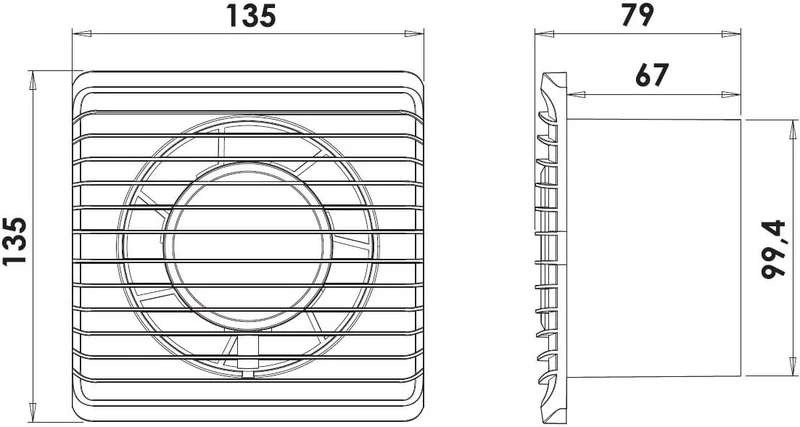 Badlüfter Wandventilator Ventilator Lüfter Ø 100 mm Planet (Ø 100, mit Kabel (PS))