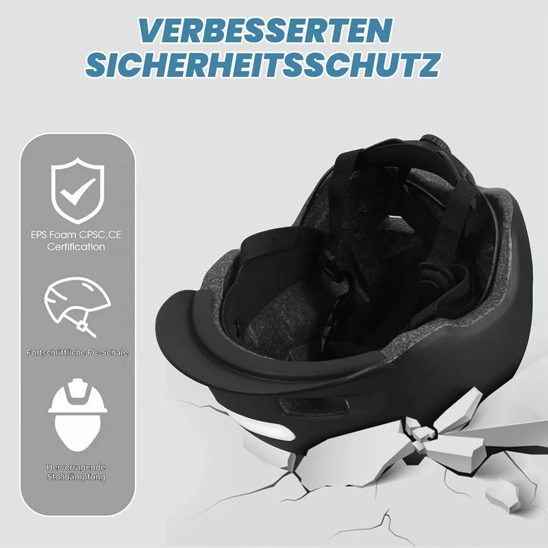 KINGLEAD Fahrradhelm mit Licht Vorne und Hinten Damen Herren，USB-aufladbar Schwarz L【58-61cm】, Schwa
