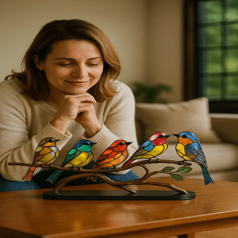 Chromavogel – Handgefertigte Bunte Vogelstatue Aus Acryl Zur Dekoration