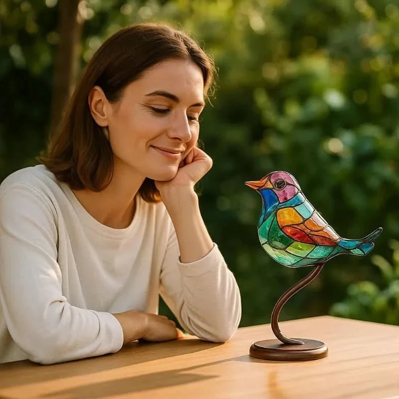 Chromavogel – Handgefertigte Bunte Vogelstatue Aus Acryl Zur Dekoration