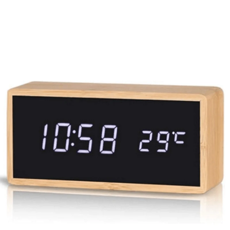 ZENORIS – LED-Bambus-Wecker mit Temperaturanzeige & USB-/Batteriebetrieb