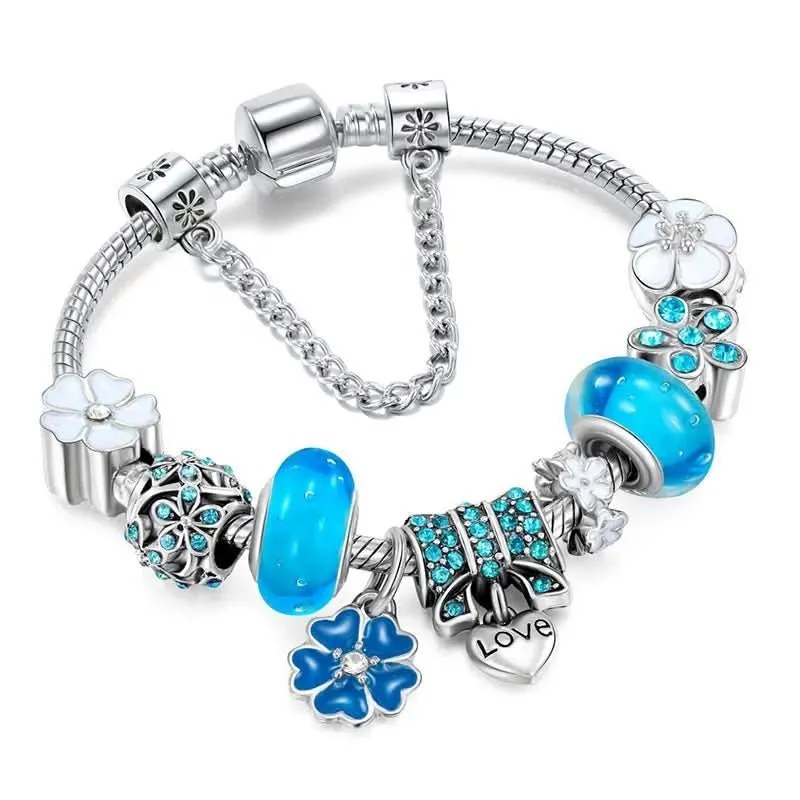 Florale Charm-Kette Aus Sterlingsilber – Botanisches Schmuckdesign Für Damen