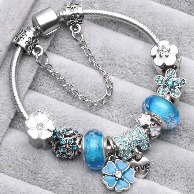 Florale Charm-Kette Aus Sterlingsilber – Botanisches Schmuckdesign Für Damen