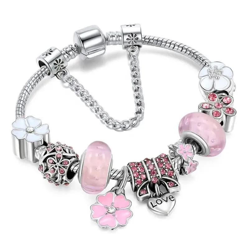 Florale Charm-Kette Aus Sterlingsilber – Botanisches Schmuckdesign Für Damen