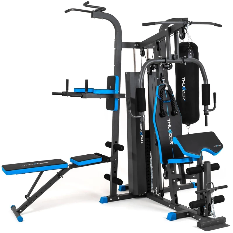 THUNDER Multifunktionale Kraftstation Home Gym Fitnessstation mit Kabelzug & Muskelaufbau Training H