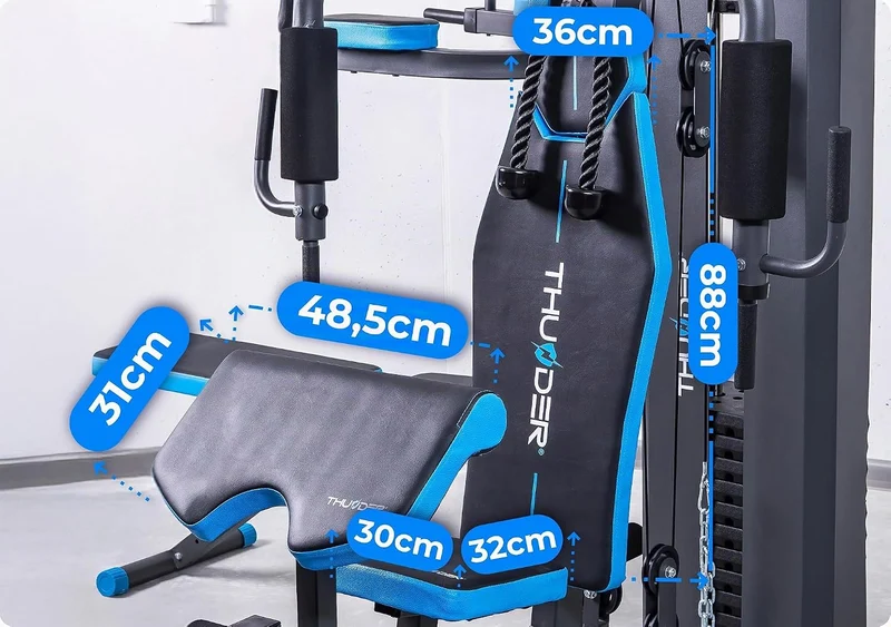 THUNDER Multifunktionale Kraftstation Home Gym Fitnessstation mit Kabelzug & Muskelaufbau Training H