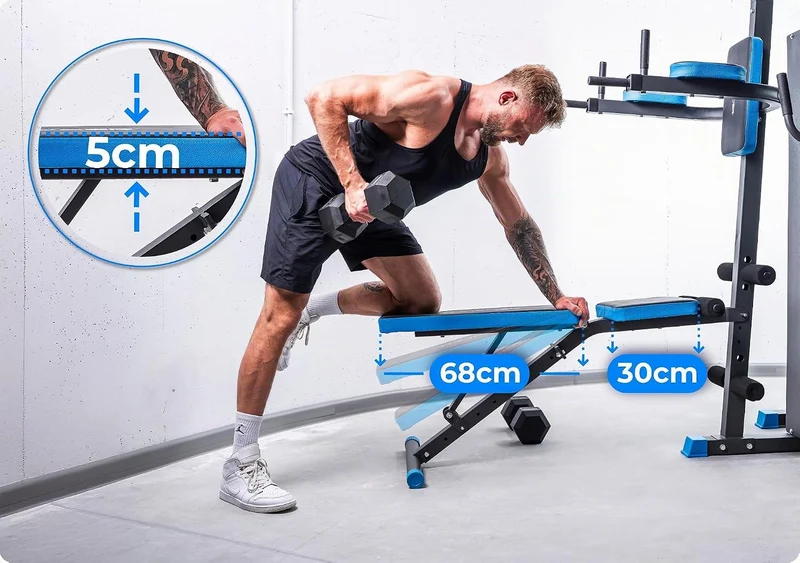 THUNDER Multifunktionale Kraftstation Home Gym Fitnessstation mit Kabelzug & Muskelaufbau Training H