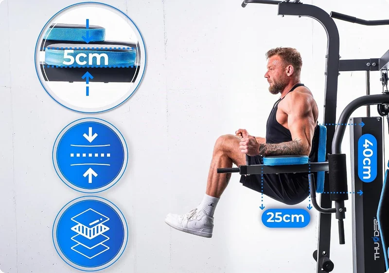 THUNDER Multifunktionale Kraftstation Home Gym Fitnessstation mit Kabelzug & Muskelaufbau Training H