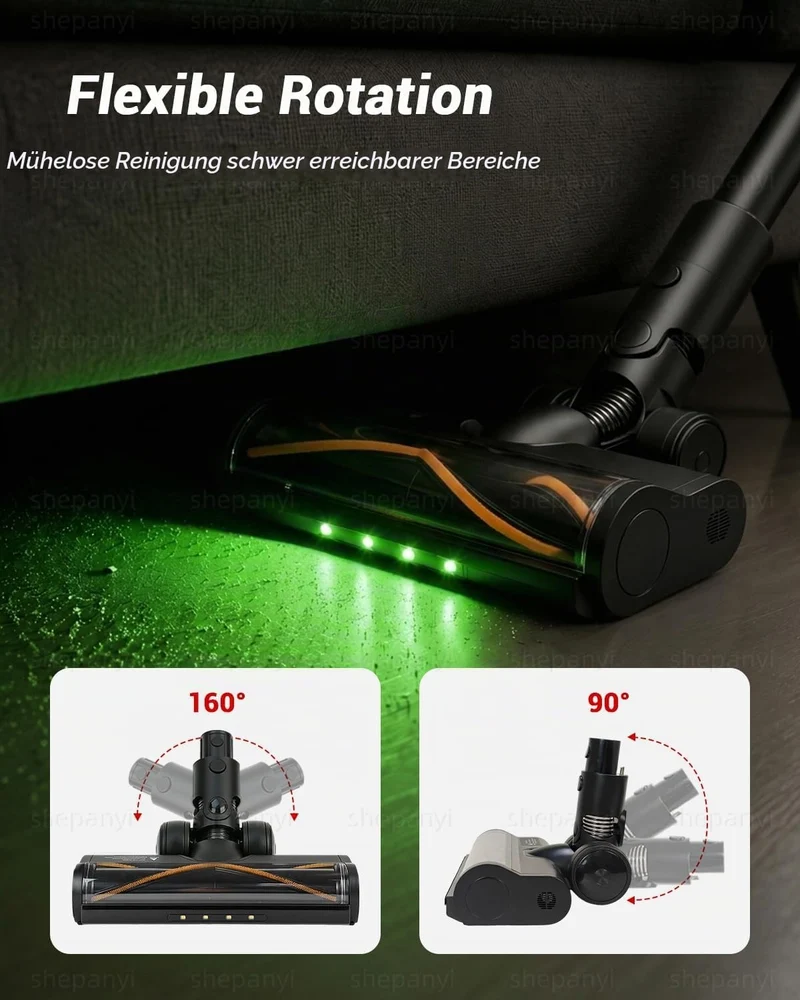 Grüner LED Light Bodenbürste Kompatibel für Dreame Z30 R20 T20 T30 R30 Z10,Z20 V12 V12Pro T20pro V11