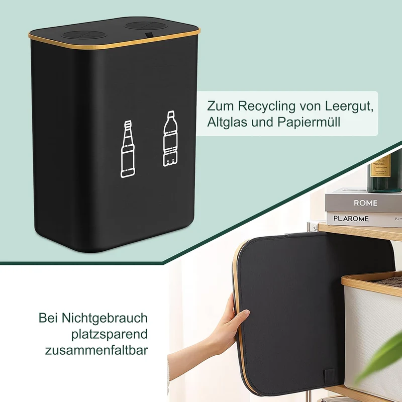 Relaxdays Pfandflaschen Sammelbehälter 160l, 2 Beutel, HxBxT: 70x57x37 cm, Flaschensammler für Glas