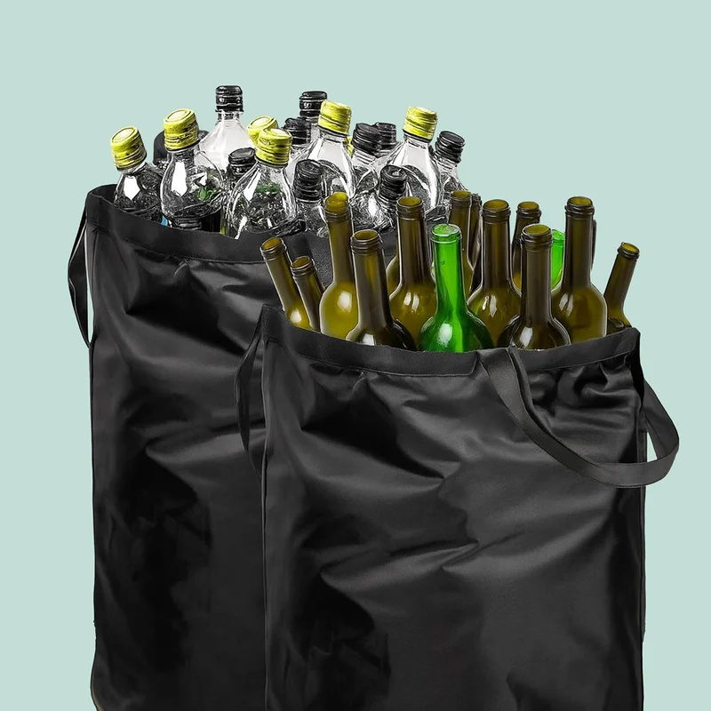 Relaxdays Pfandflaschen Sammelbehälter 160l, 2 Beutel, HxBxT: 70x57x37 cm, Flaschensammler für Glas
