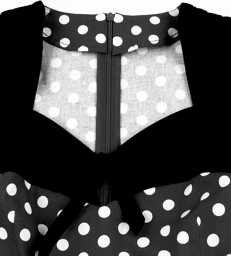 AXOE Damen Vintage Kleid Rockabilly 50er Jahre Ärmellos L Schwarz, L Schwarz