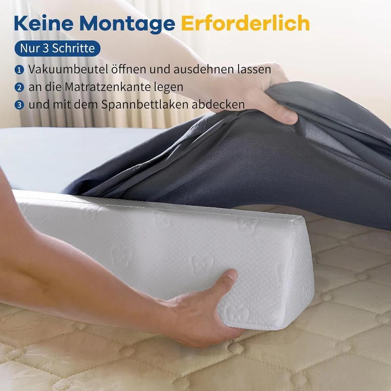 Bettgitter Kinderbett, Schaumstoff Rausfallschutz mit Rutschfester Unterseite, Waschbarer Bezug, Bet