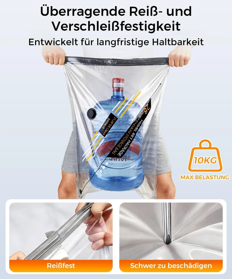 BOYUNSHI Vakuumbeutel für Kleidung Reise mit Kabelloser Vakuumpumpe, 20 Stück (8x 40x54cm, 8x 47x64c
