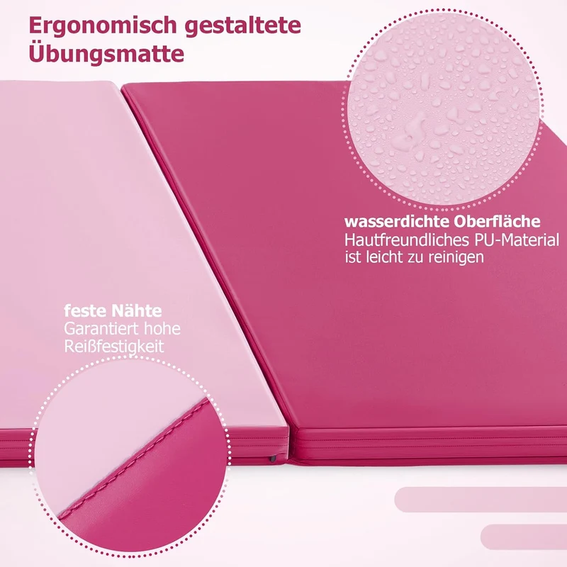 GOPLUS Turnmatte klappbar, 300×117×5cm Weichbodenmatte mit 2 Tragegriffen & Klettverschlüssen, Gymna