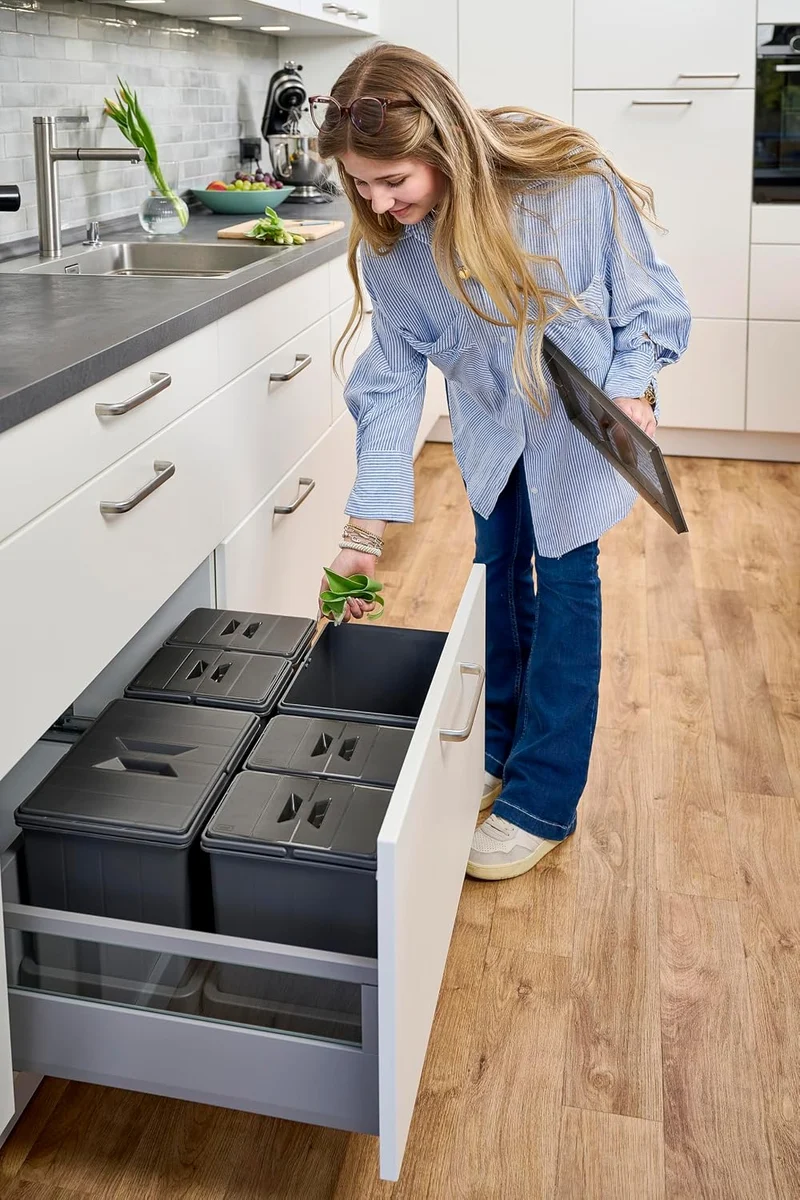 Aspira Home Müllomatic MODUL 1 MINI + MODUL 2 MINI | Einbau Mülleimer für Unterschrank, modulares Mü