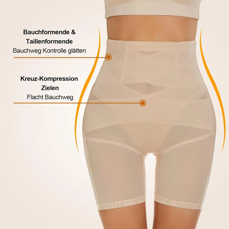 SIMIYA Bauchweg Unterhose Damen Shapewear Hohe Taille Mit Bein L Beige, L Beige