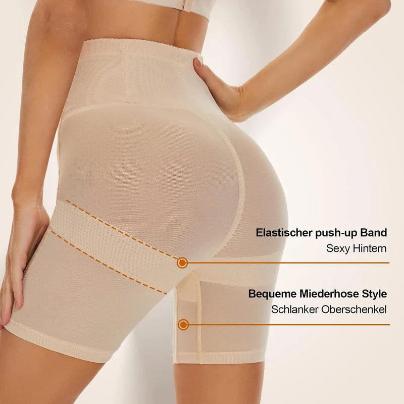 SIMIYA Bauchweg Unterhose Damen Shapewear Hohe Taille Mit Bein L Beige, L Beige