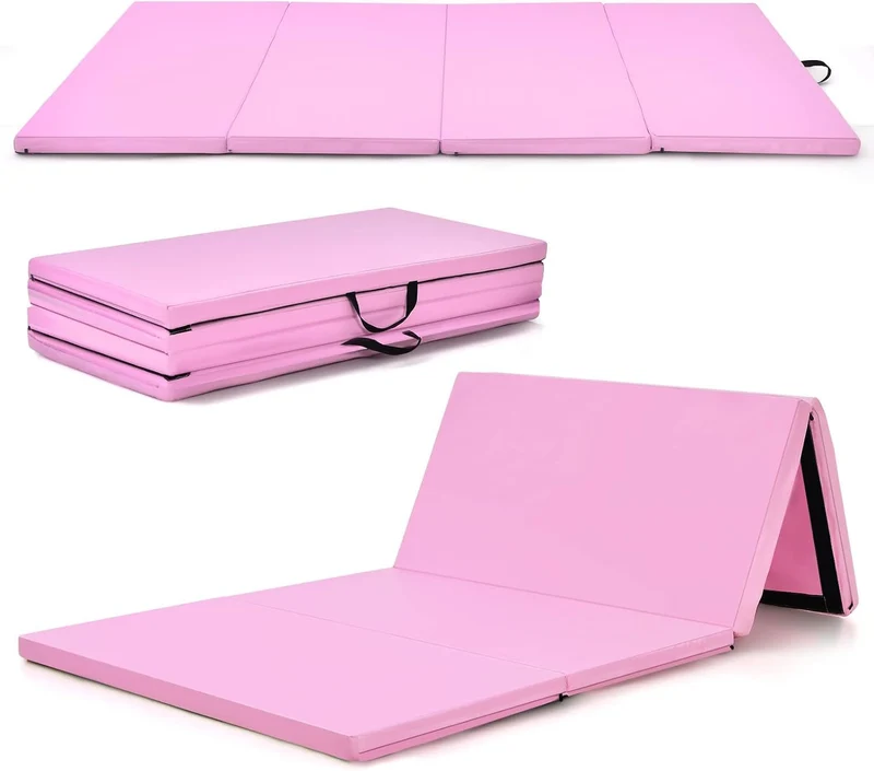 GOPLUS Faltbare Gymnastikmatte 240 cm x 116 cm x 5 cm, Faltbare Turnmatte mit Tragegriffen, Klettver