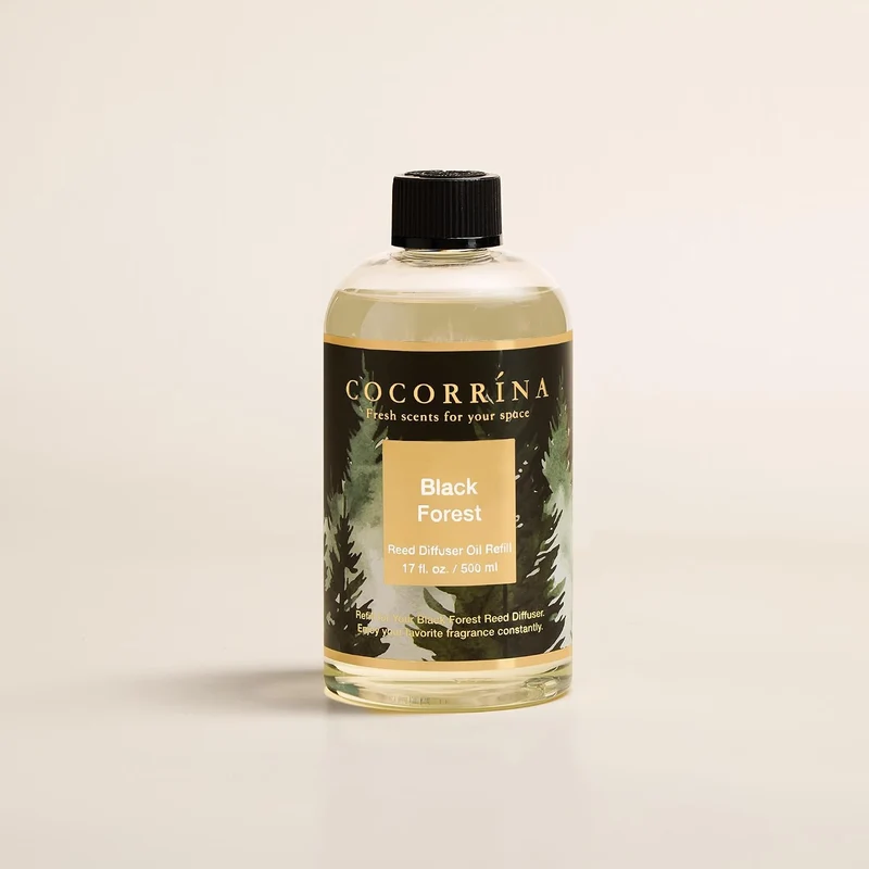 COCORRÍNA Raumduft Nachfüller 500ml mit 8 Duftstäbchen, Black Forest, Langanhaltender Duft mit natür