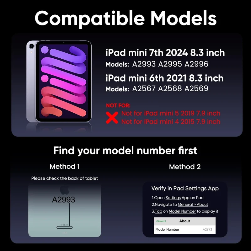 doqo iPad mini 7 A17 Pro & Mini 6 Tastatur Hülle mit Trackpad,360° drehbar Französisches Layout Meta