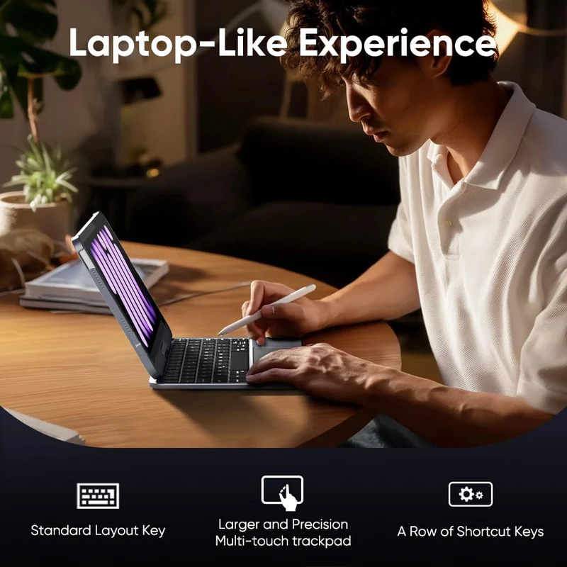 doqo iPad mini 7 A17 Pro & Mini 6 Tastatur Hülle mit Trackpad,360° drehbar Französisches Layout Meta