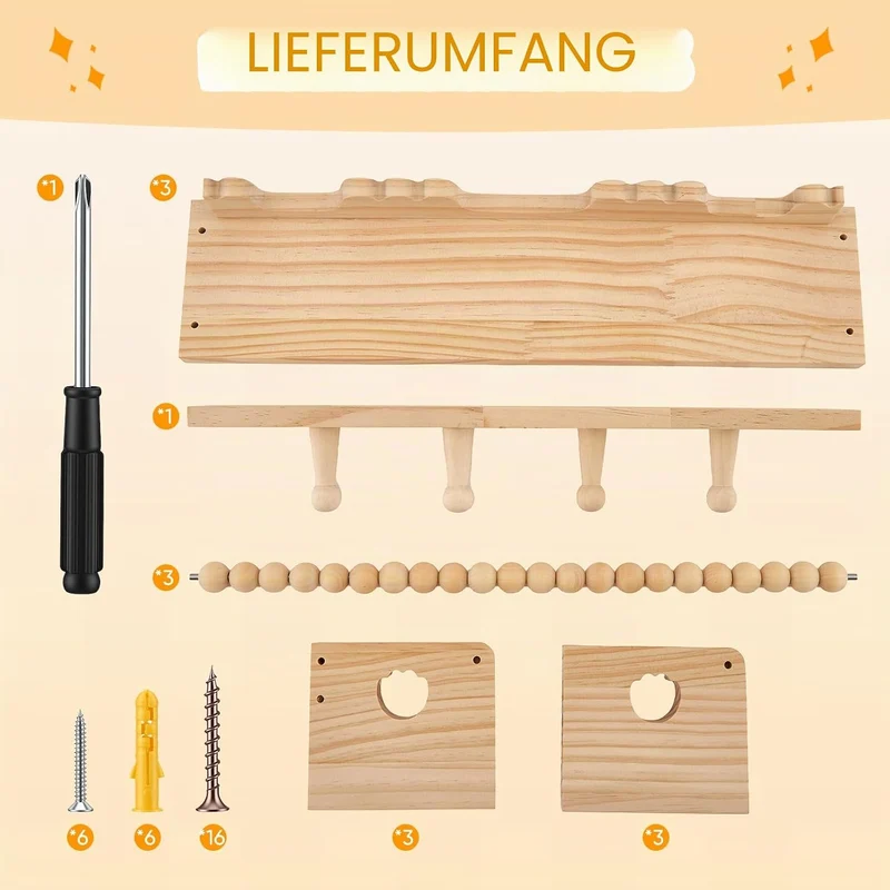 Bücherregal Kinder Wand, 40cm Wandregal Kinderzimmer, 3er-Set Holz Schweberegale für Kinderzimmer, B