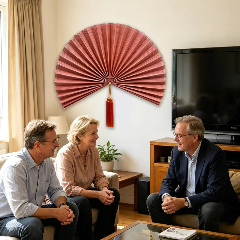 Fächer-Dekorationen für die Wand, 100 cm, hängbar, zusammenklappbar, mit Quaste, dekorative Faltfäch