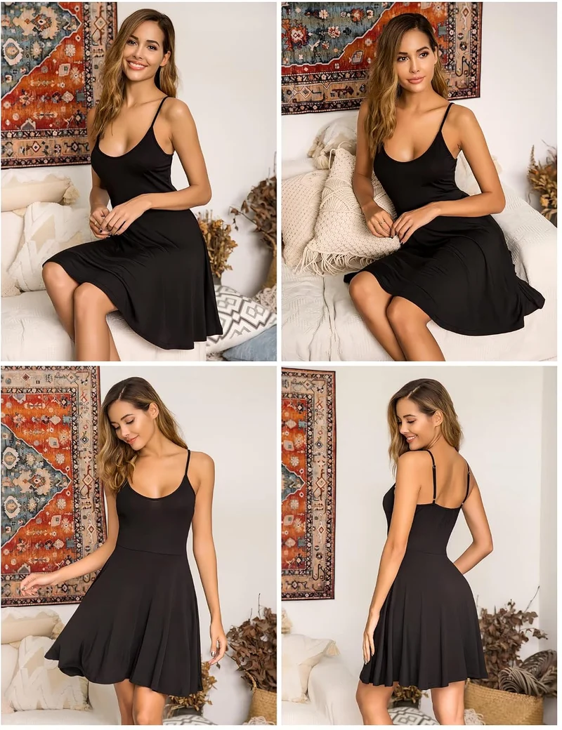UNibelle Sommerkleid Damen Kurz Trägerkleid Blumenmuster Kleid V-Ausschnitt Strandkleid Verstellbare