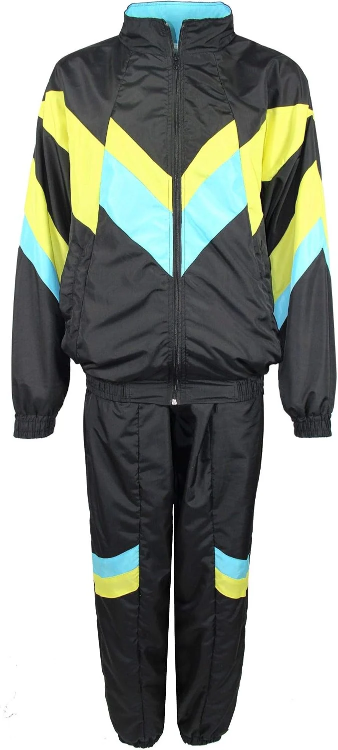 Foxxeo Premium 80er Jahre Kostüm für Herren Damen Trainingsanzug Assianzug Assi Gr. S – XXXXL M Schw