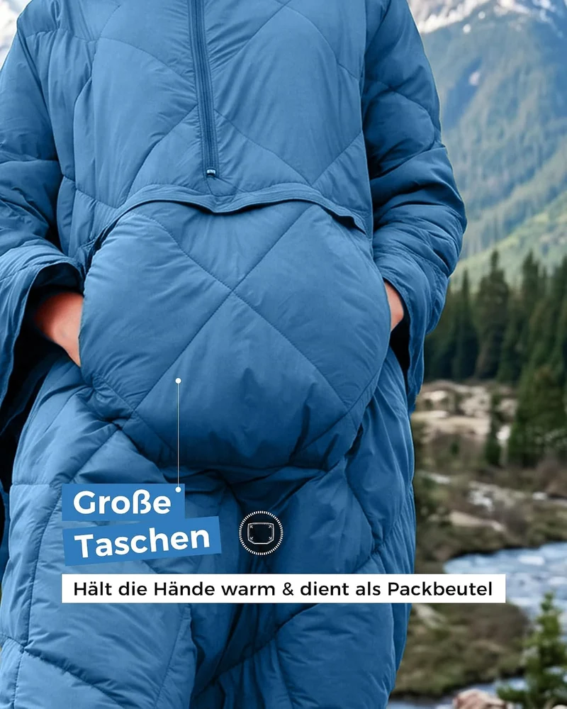 ATEPA Camping Decke Poncho, Ultraleicht Blau, Blau