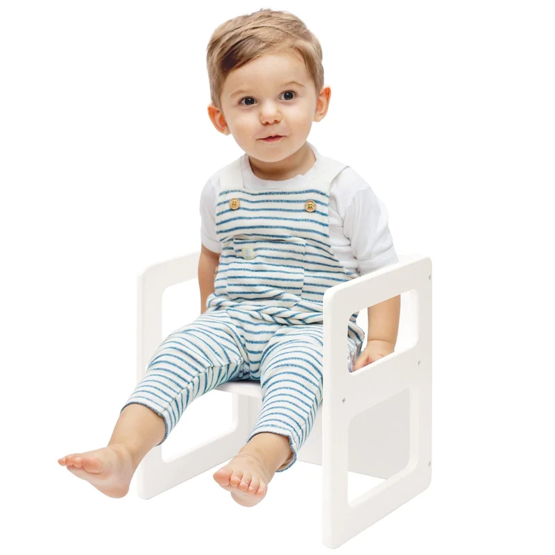 FUNLIO Höhenverstellbarer Montessori-Entwöhnungsstuhl für 1-3 Jahre, Qualitätsstuhl aus Massivholz,