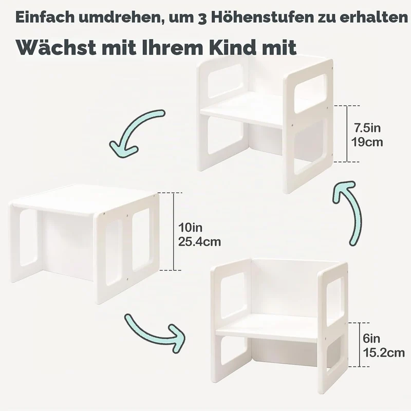 FUNLIO Höhenverstellbarer Montessori-Entwöhnungsstuhl für 1-3 Jahre, Qualitätsstuhl aus Massivholz,