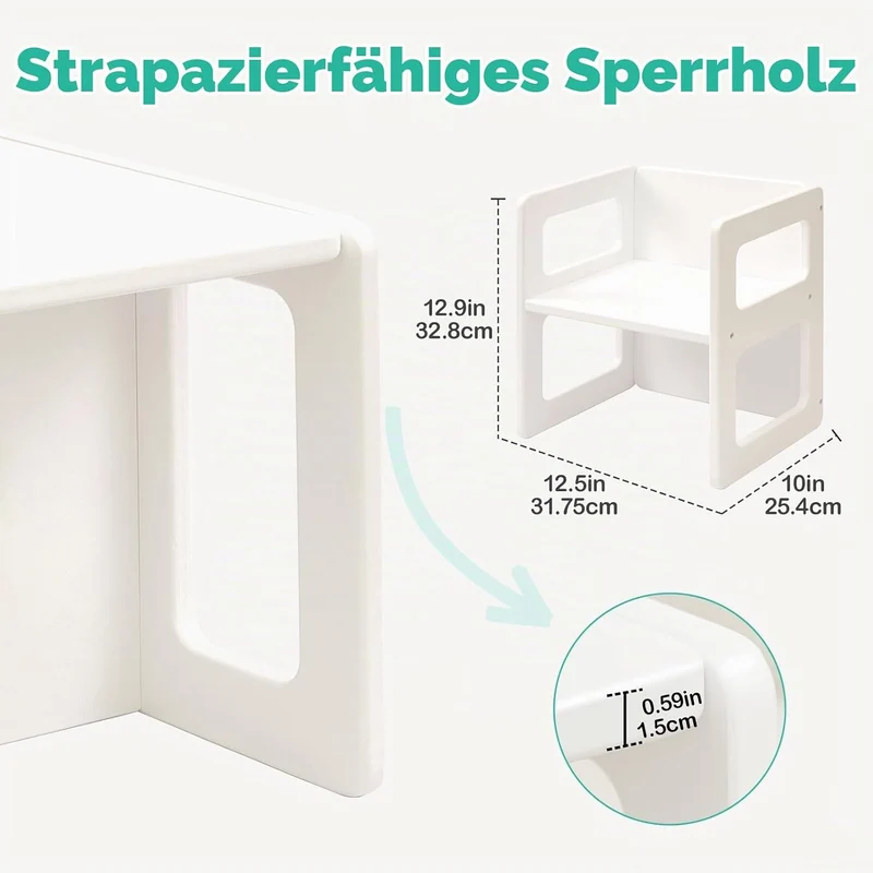 FUNLIO Höhenverstellbarer Montessori-Entwöhnungsstuhl für 1-3 Jahre, Qualitätsstuhl aus Massivholz,