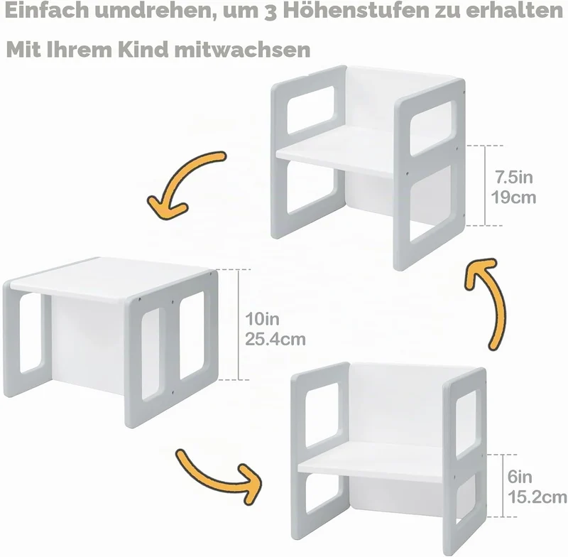 FUNLIO Höhenverstellbarer Montessori-Entwöhnungsstuhl für 1-3 Jahre, Qualitätsstuhl aus Massivholz,
