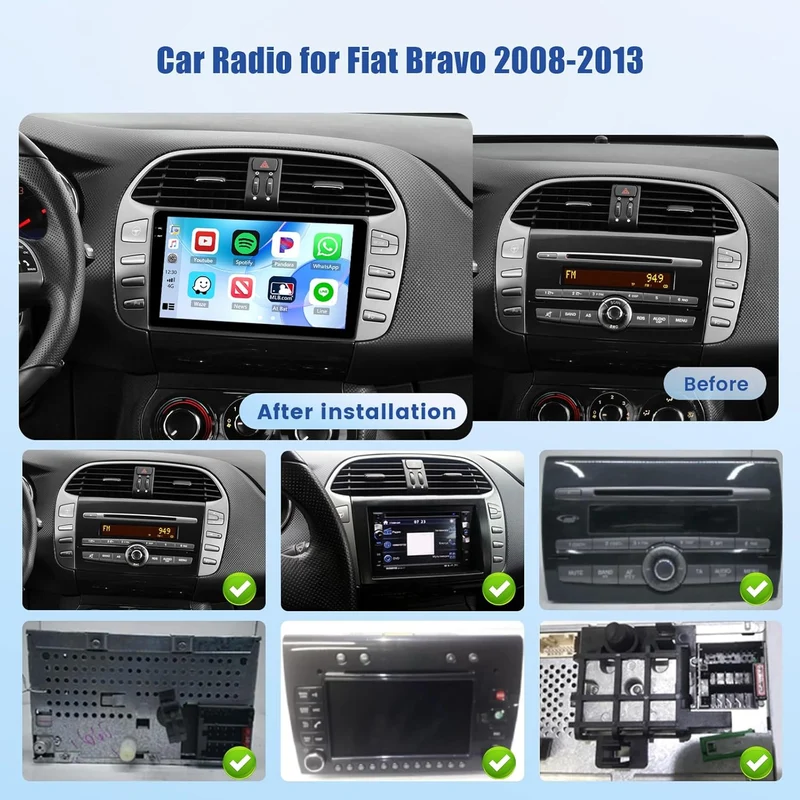 [4G+64G] Inefala Android 15 Autoradio für FIAT Bravo 2008-2013 mit Wireless Carplay Android Auto, 9
