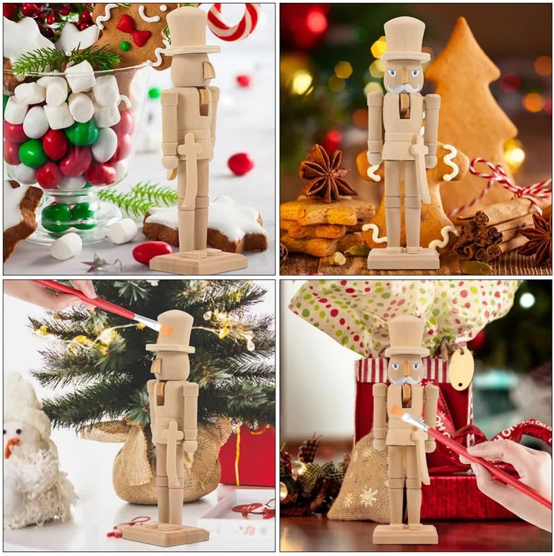 SEWACC 2 Stück Unvollendete Nussknackerfiguren Aus Holz 7 08 Zoll Diy-Rohling Unbemaltes Nussknacker