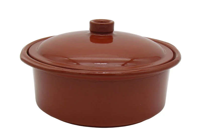 Ton-Cocotte mit Deckel - 3,5 Liter – Glasierter Schmortopf für Ceran, Gas, Ofen & Grill – Mediterran