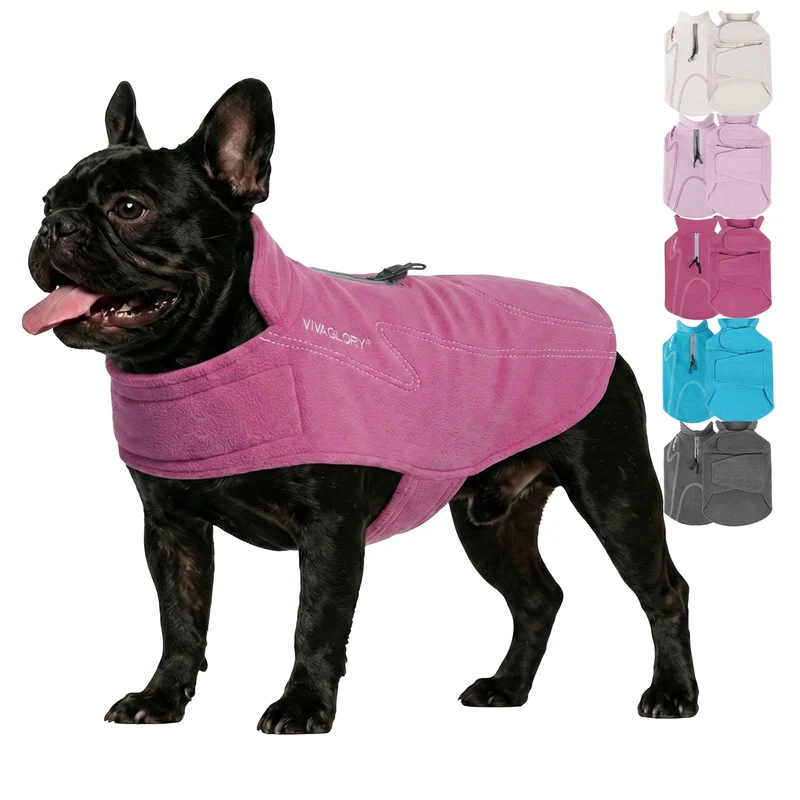 VIVAGLORY Wintermantel Hund Cozywrap Hundemantel Fleecemantel, XXS, Fuchsia | Reflektierend & Softsh