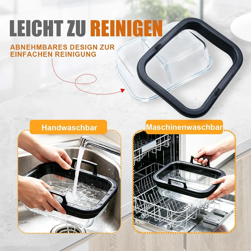 2 Stück Glasform Auflaufform füR Airfryer mit Silikongriffen, Glas Auflaufform für Ninja Heissluftfr