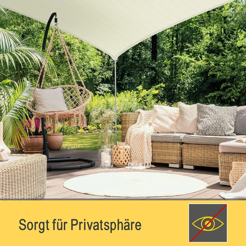 Sol Royal Sonnensegel dreieckig wasserdurchlässig HDPE UV Sonnenschutz Pool | 6x6x6m Creme Segeltuch