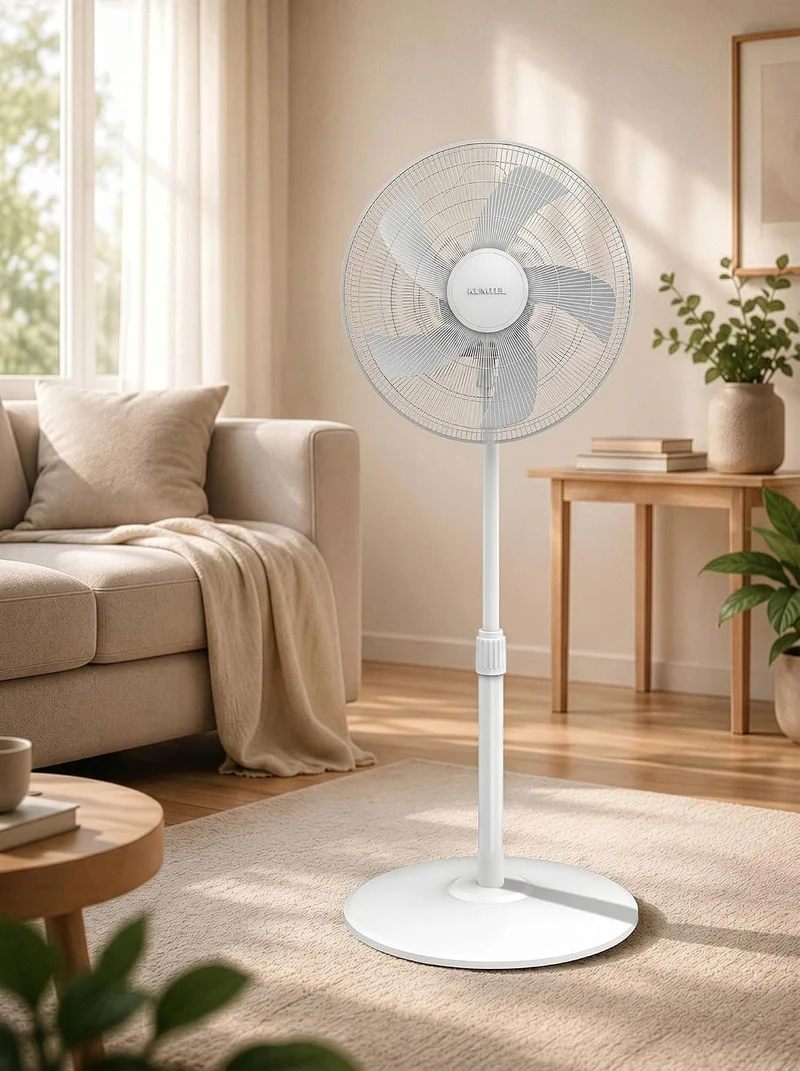 Opviq Kumtel Verstellbarer weisser Ventilator, 50 W, 40,5 x 44 x 121 cm | 3 Geschwindigkeitsstufen,