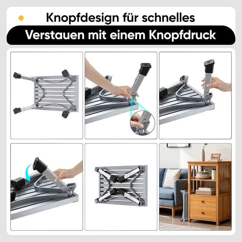 Aluminium Tritthocker Klappbar mit 350 kg Traglast & 4-stufige Höhenverstellung18-24 cm, Klappbar Ru