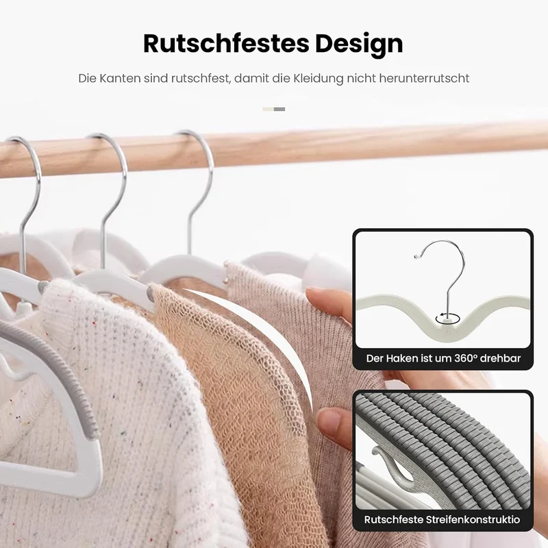 Jiang&Rong 50 Stück Kunststoff Kleiderbügel, rutschfest, Platzsparend | Kleiderbügel Kurzer Hals, Mi